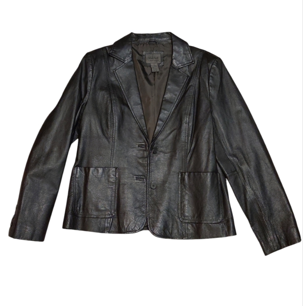 Brown Authentic Real Leather Women's Blazer Jacket Size 12 JohnPaulRichard Brand